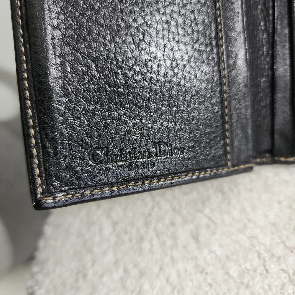Dior Black Leather Wallet with Gold Accents